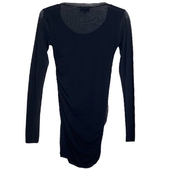 Petit Pois Viviana G Double Layer Mesh Crew Top Ruched Black Long Sleeve Small - Picture 2 of 9
